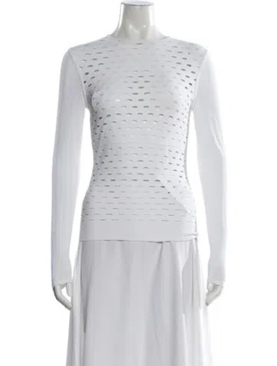 Pre-owned Narciso Rodriguez Crew Neck Long Sleeve Top In White