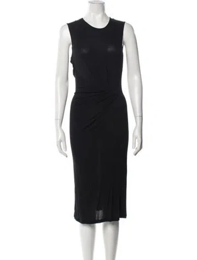 Pre-owned Narciso Rodriguez Crew Neck Midi Length Dress In Black