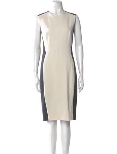 Pre-owned Narciso Rodriguez Crew Neck Midi Length Dress In Gray
