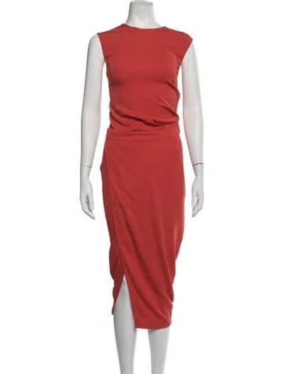 Pre-owned Narciso Rodriguez Crew Neck Midi Length Dress In Orange