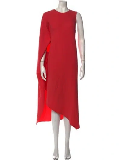Pre-owned Narciso Rodriguez Crew Neck Midi Length Dress In Red