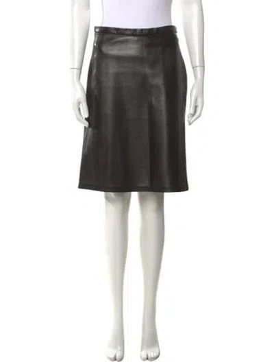 Pre-owned Narciso Rodriguez Eel Skin Midi Length Skirt In Black