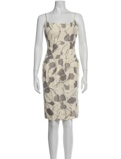Pre-owned Narciso Rodriguez Floral Print Knee-length Dress In Neutral