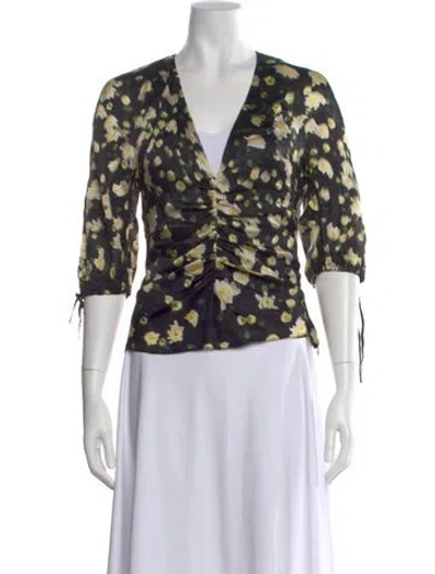 Pre-owned Narciso Rodriguez Floral Print V-neck Top In Multi