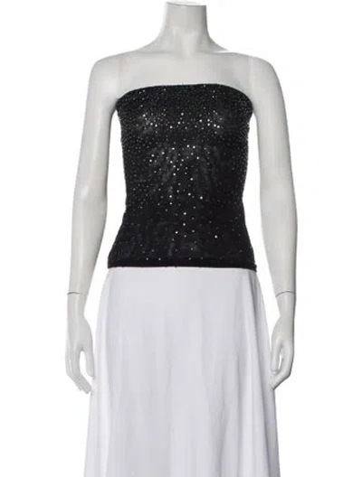 Pre-owned Narciso Rodriguez Graphic Print Strapless Top In Black
