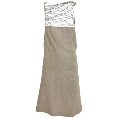 Pre-owned Narciso Rodriguez Grey Cashmere Lattice Cut Out Dress In Gray