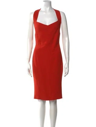 Pre-owned Narciso Rodriguez Halterneck Knee-length Dress In Orange