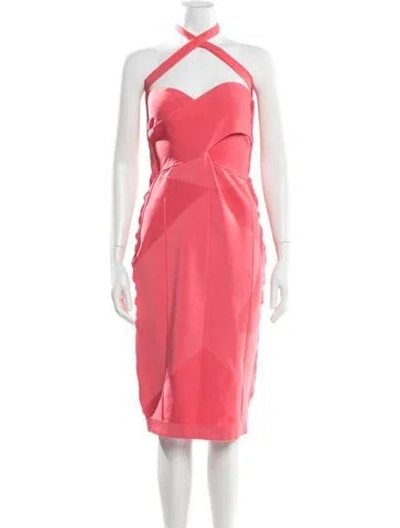 Pre-owned Narciso Rodriguez Halterneck Knee-length Dress In Red