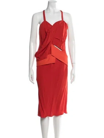 Pre-owned Narciso Rodriguez Halterneck Knee-length Dress In Red