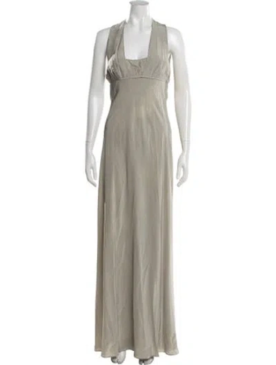 Pre-owned Narciso Rodriguez Halterneck Long Dress In Neutrals