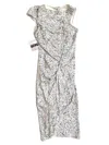 Narciso Rodriguez Ink Splatter Print Gather Silk Dress In White In Metallic