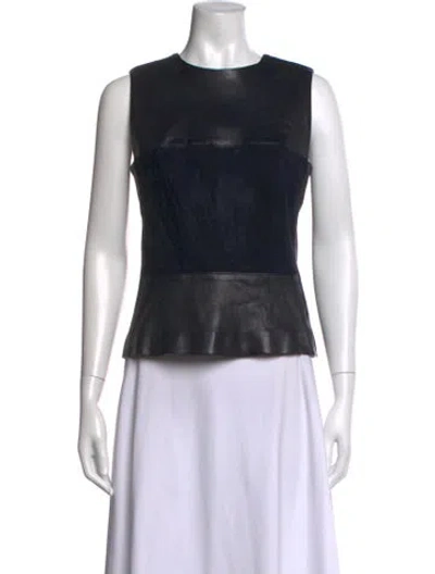 Pre-owned Narciso Rodriguez Lambskin Crew Neck Top In Black