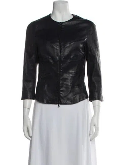 Pre-owned Narciso Rodriguez Lambskin Jacket In Blue