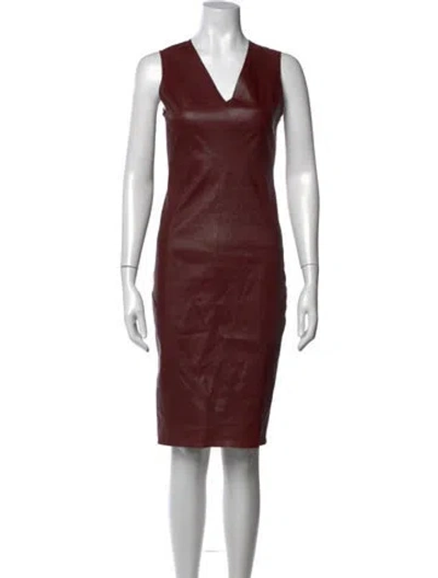 Pre-owned Narciso Rodriguez Lambskin Knee-length Dress In Burgundy