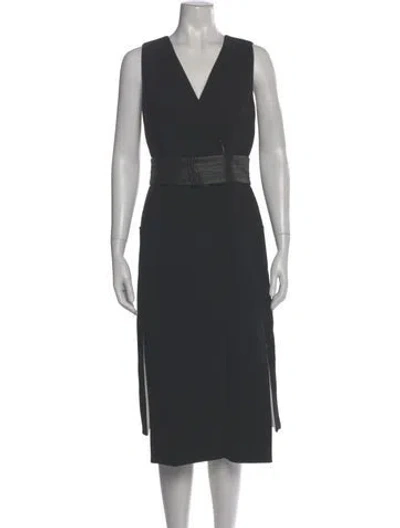 Pre-owned Narciso Rodriguez Lambskin Midi Length Dress In Gray
