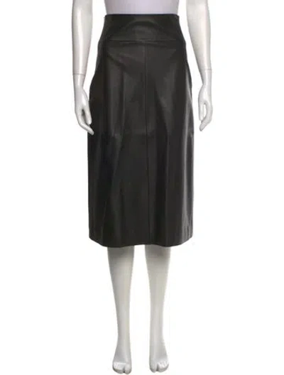 Pre-owned Narciso Rodriguez Lambskin Midi Length Skirt In Black