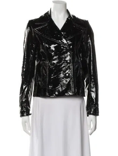 Pre-owned Narciso Rodriguez Leather Biker Jacket In Gray
