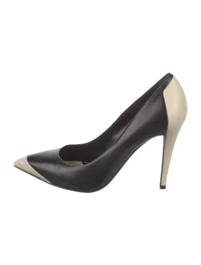 Pre-owned Narciso Rodriguez Leather Colorblock Pattern Pumps In Black