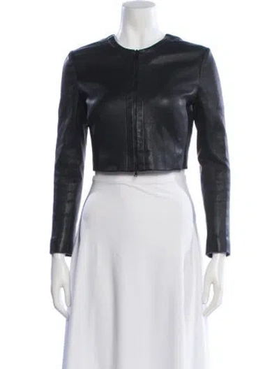 Pre-owned Narciso Rodriguez Leather Jacket In Black
