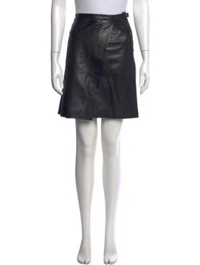 Pre-owned Narciso Rodriguez Leather Mini Skirt In Black