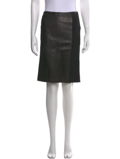 Pre-owned Narciso Rodriguez Leather Trim Embellishment Knee-length Skirt In Black