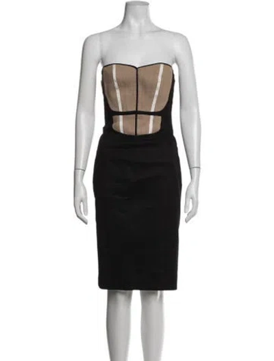 Pre-owned Narciso Rodriguez Linen Knee-length Dress In Black