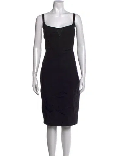 Pre-owned Narciso Rodriguez Linen Midi Length Dress In Black