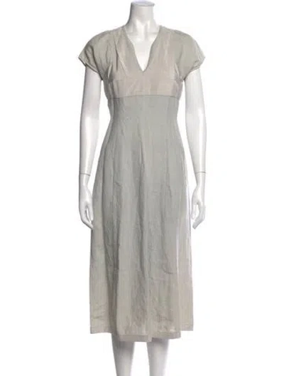 Pre-owned Narciso Rodriguez Linen Midi Length Dress In Gray