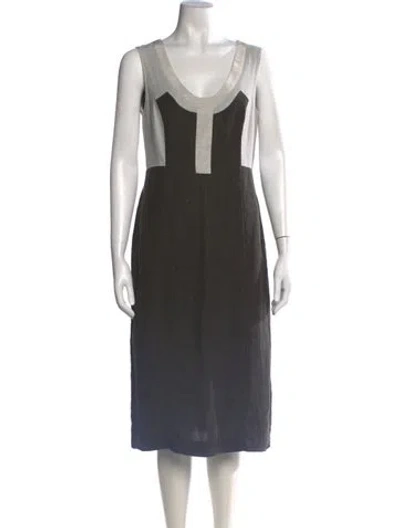Pre-owned Narciso Rodriguez Linen Midi Length Dress In Grey