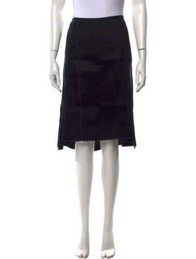 Pre-owned Narciso Rodriguez Linen Midi Length Skirt In Black