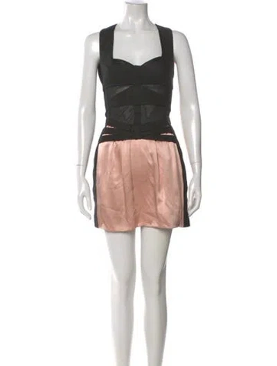 Pre-owned Narciso Rodriguez Linen Mini Dress In Black