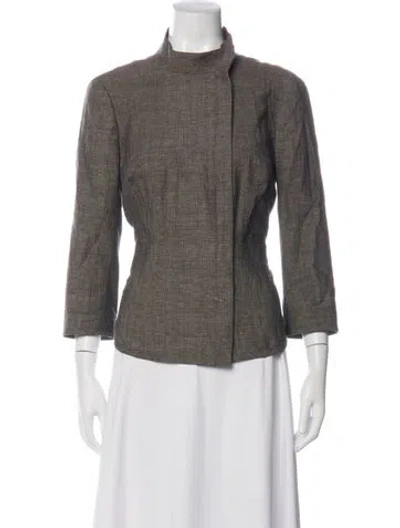Pre-owned Narciso Rodriguez Linen Tweed Pattern Jacket In Green