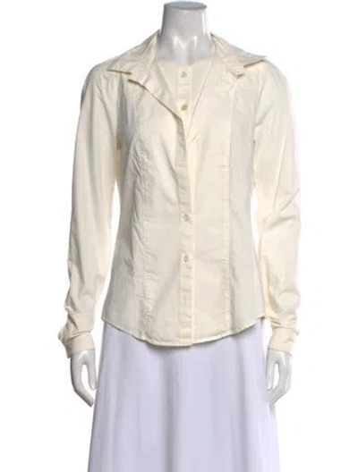 Pre-owned Narciso Rodriguez Long Sleeve Button-up Top In Neutrals