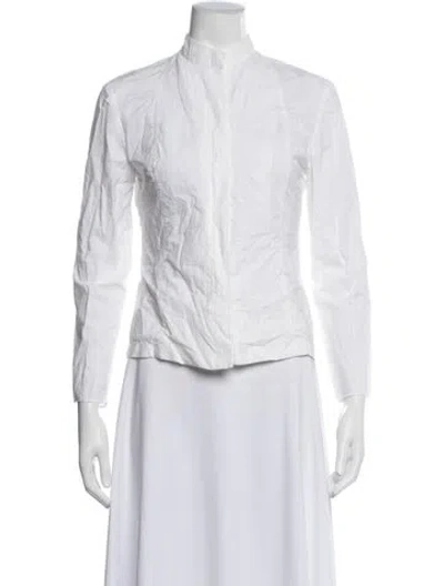 Pre-owned Narciso Rodriguez Long Sleeve Button-up Top In White