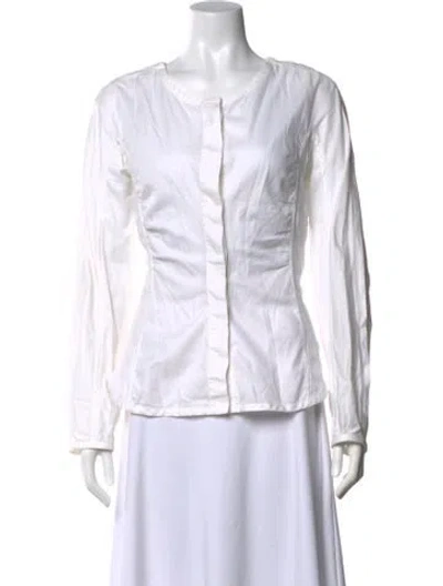 Pre-owned Narciso Rodriguez Long Sleeve Button-up Top In White