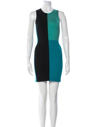 Pre-owned Narciso Rodriguez Merino Wool Mini Dress In Green