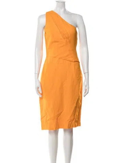 Pre-owned Narciso Rodriguez One-shoulder Knee-length Dress In Orange
