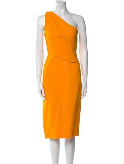 Pre-owned Narciso Rodriguez One-shoulder Midi Length Dress In Orange