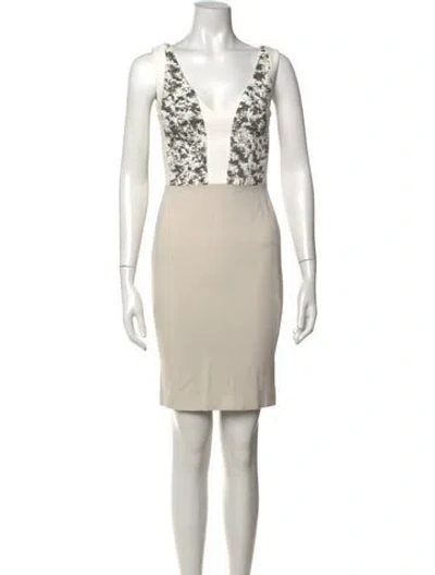 Pre-owned Narciso Rodriguez Patterned Knee-length Dress In White