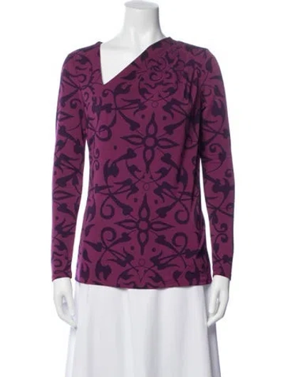 Pre-owned Narciso Rodriguez Printed Asymmetrical Top In Purple