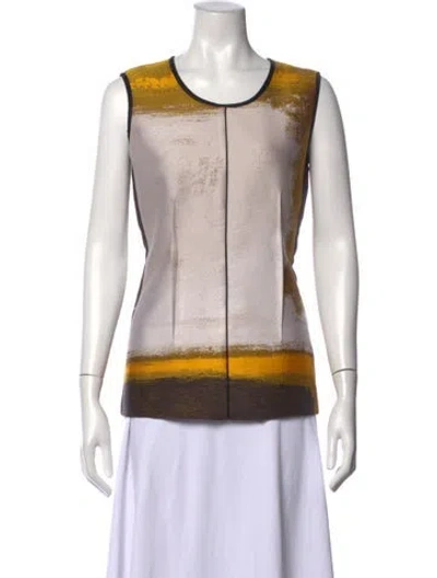 Pre-owned Narciso Rodriguez Printed Scoop Neck Top In Yellow