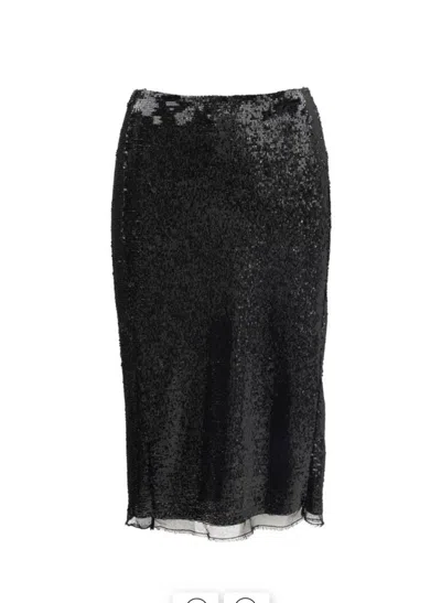 Pre-owned Narciso Rodriguez Runway F/w 2000 Black Sequin Midi Skirt