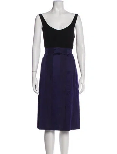 Pre-owned Narciso Rodriguez Scoop Neck Midi Length Dress In Black/purple