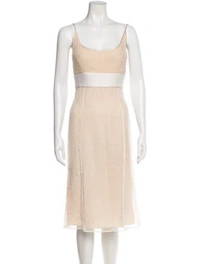 Pre-owned Narciso Rodriguez Scoop Neck Midi Length Dress In Gray