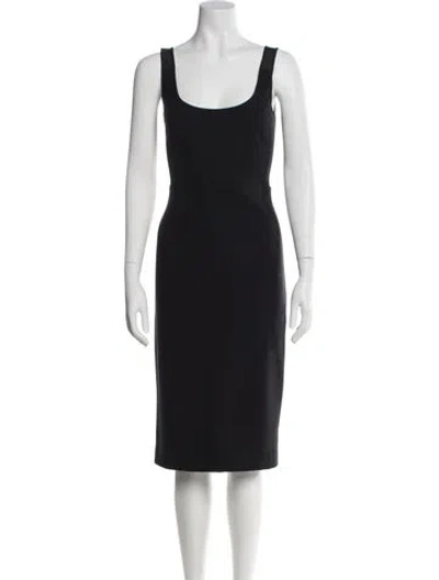Pre-owned Narciso Rodriguez Scoop Neck Midi Length Dress In Gray