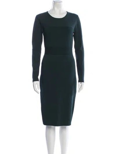 Pre-owned Narciso Rodriguez Scoop Neck Midi Length Dress In Green