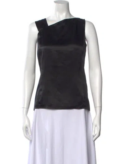 Pre-owned Narciso Rodriguez Silk Asymmetrical Top In Black