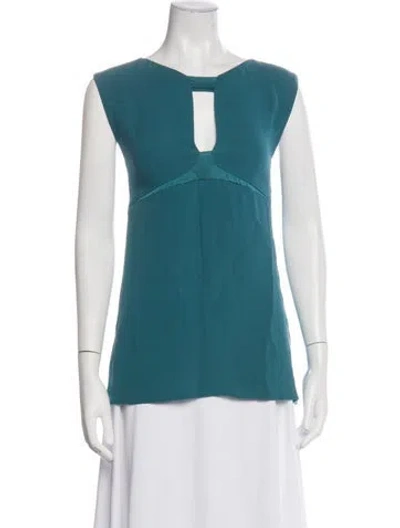 Pre-owned Narciso Rodriguez Silk Asymmetrical Top In Blue