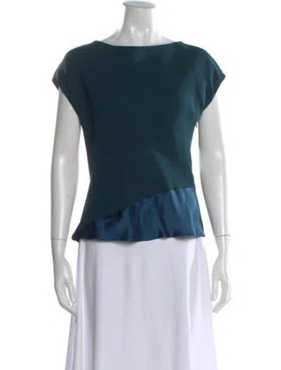 Pre-owned Narciso Rodriguez Silk Bateau Neckline Top In Green