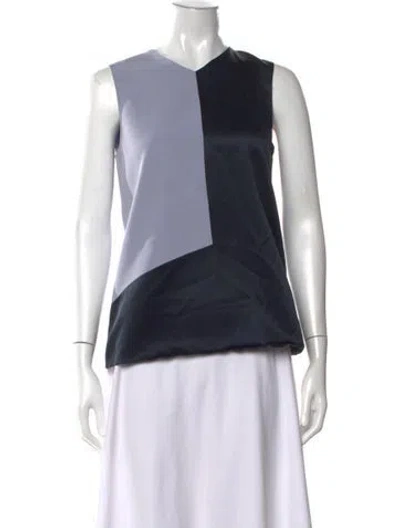 Pre-owned Narciso Rodriguez Silk Colorblock Pattern Top In Black